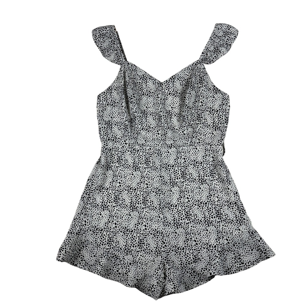 Dalmatian Print Sleeveless Ruffle Strap Romper Mod On Trend  Womens L Feminine
